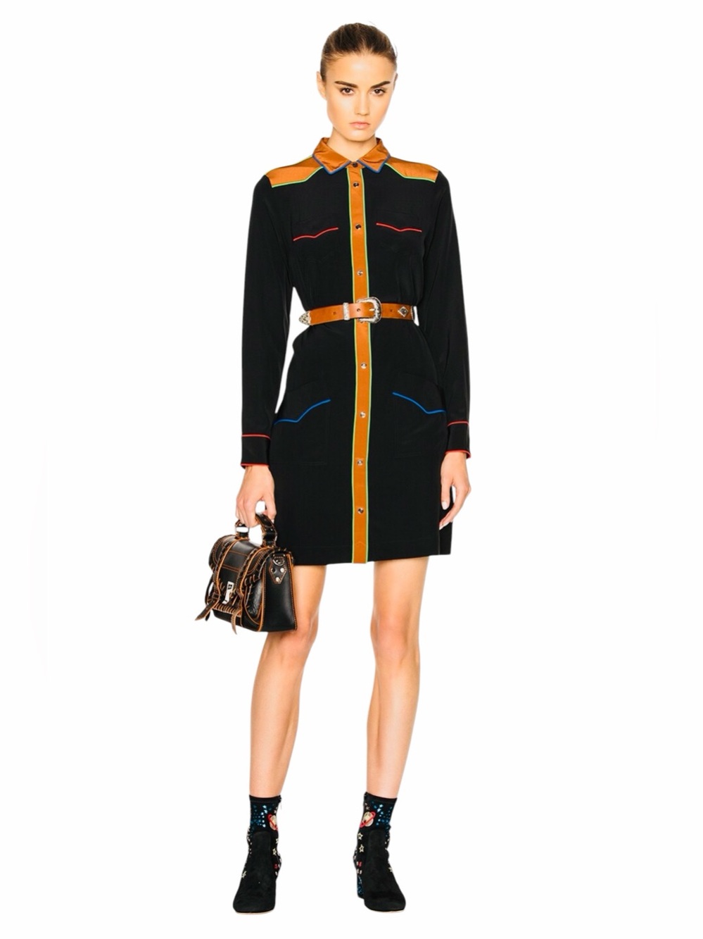 COACH New with Tags SOLID SILK BlACK SHIRT DRESS. Size 2.